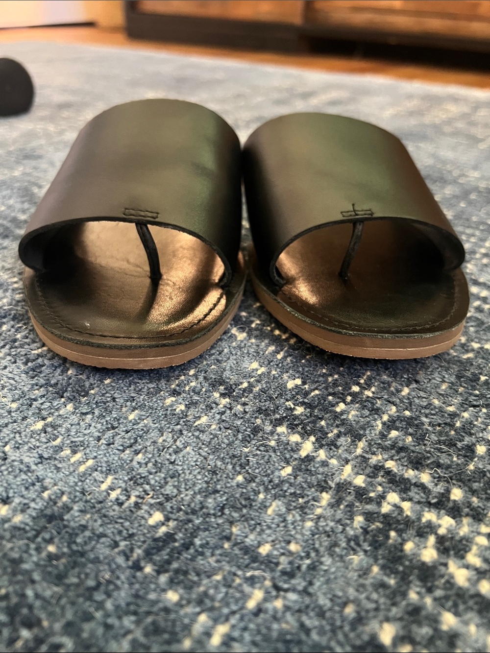 Madewell Black Boardwalk Post Leather Slide Sandals - Picture 3 of 4